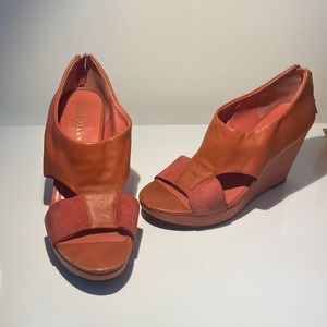 Cole Hahn orange Wedges like new and barley worn